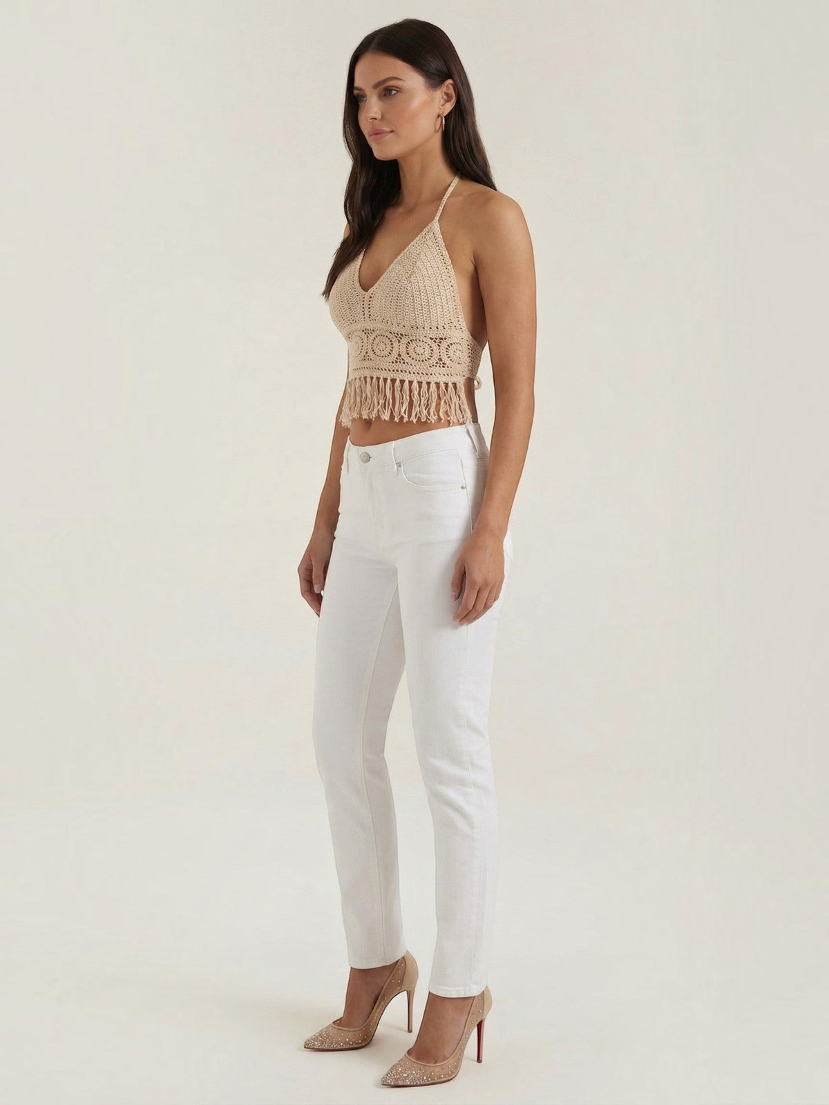 Harriet Crochet Fringe Halter Top