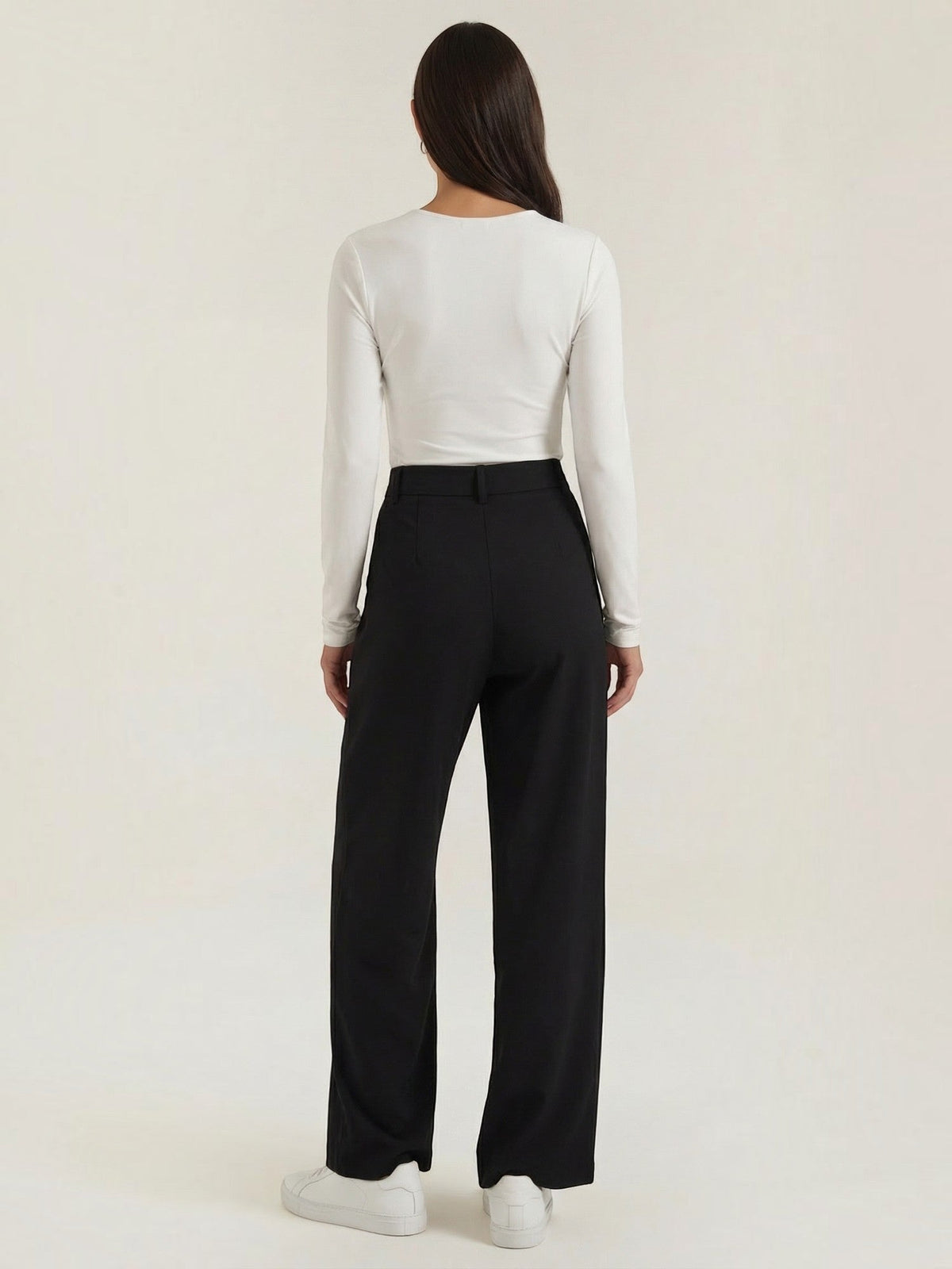 Jean High Waisted Asymmetric Wide Leg Pants