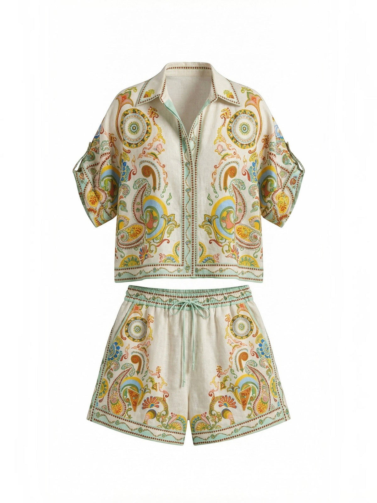 Brenda Paisley Oversized Shirt and Shorts Set