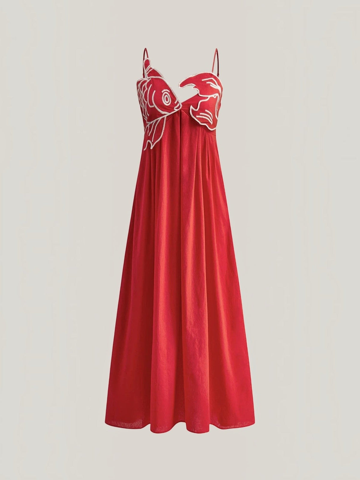 Deborah Embroidered Fish Print Maxi Sundress