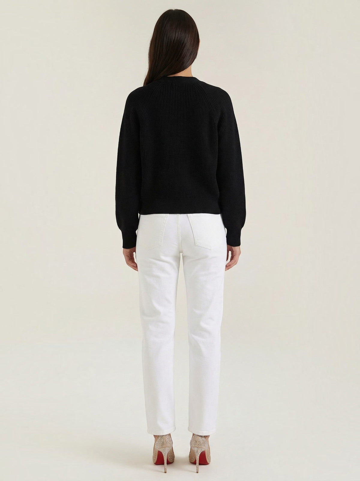 Jessica Ribbed V Neck Button Cardigan