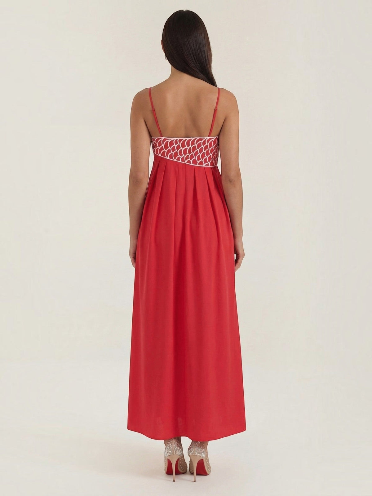 Deborah Embroidered Fish Print Maxi Sundress