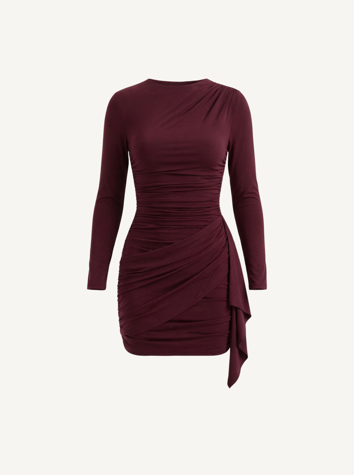 Devon Long Sleeve Draped Bodycon Mini Dress