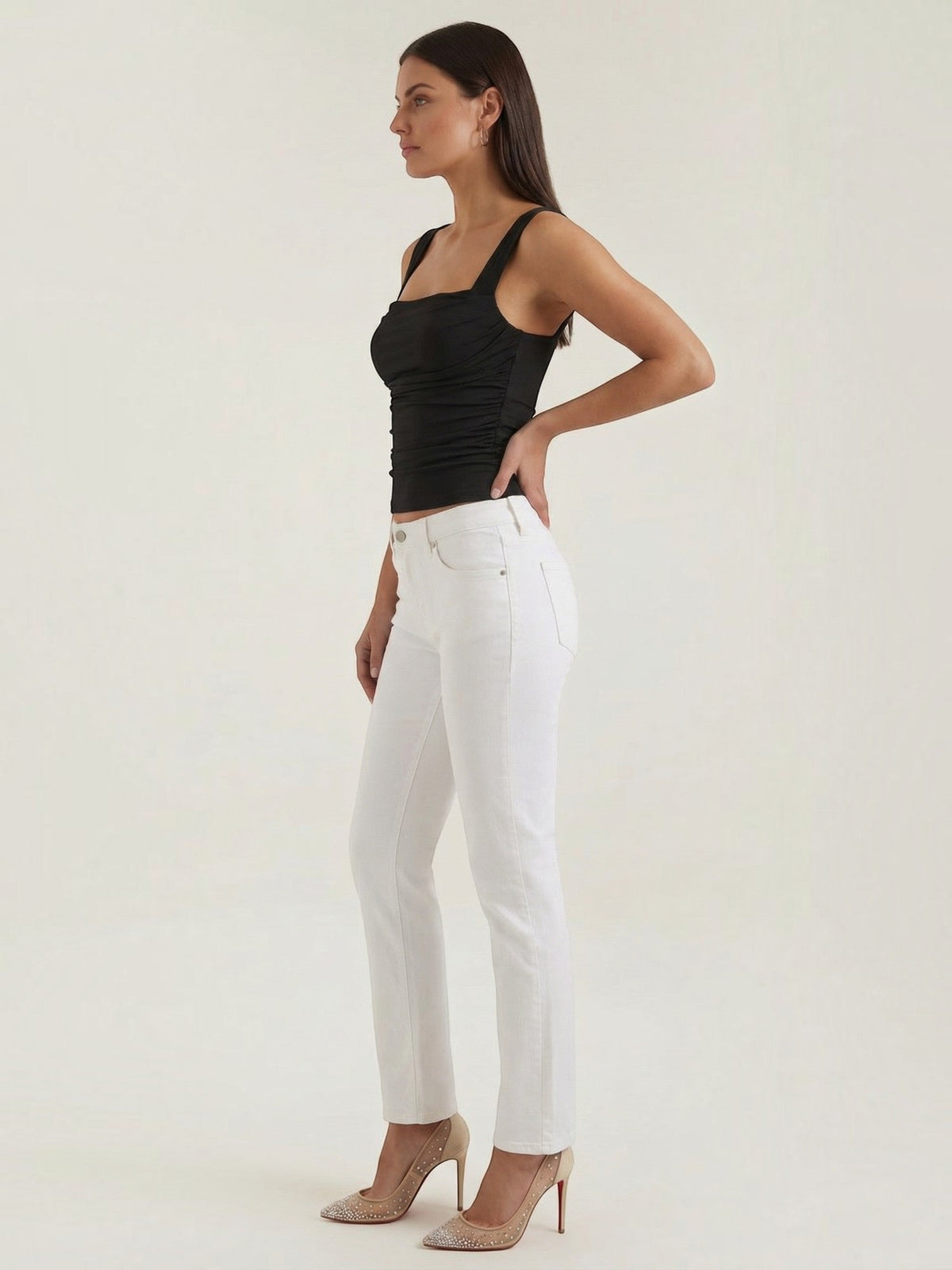 Blair Square Neck Ruched Tank Top