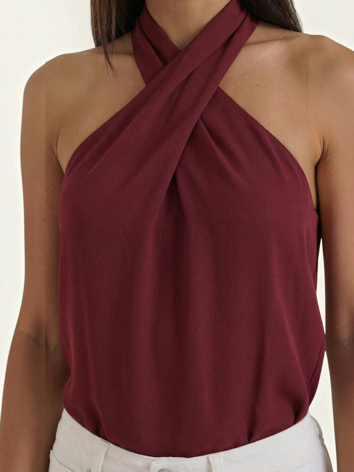 Gina Cross Halter Neck Fitted Top