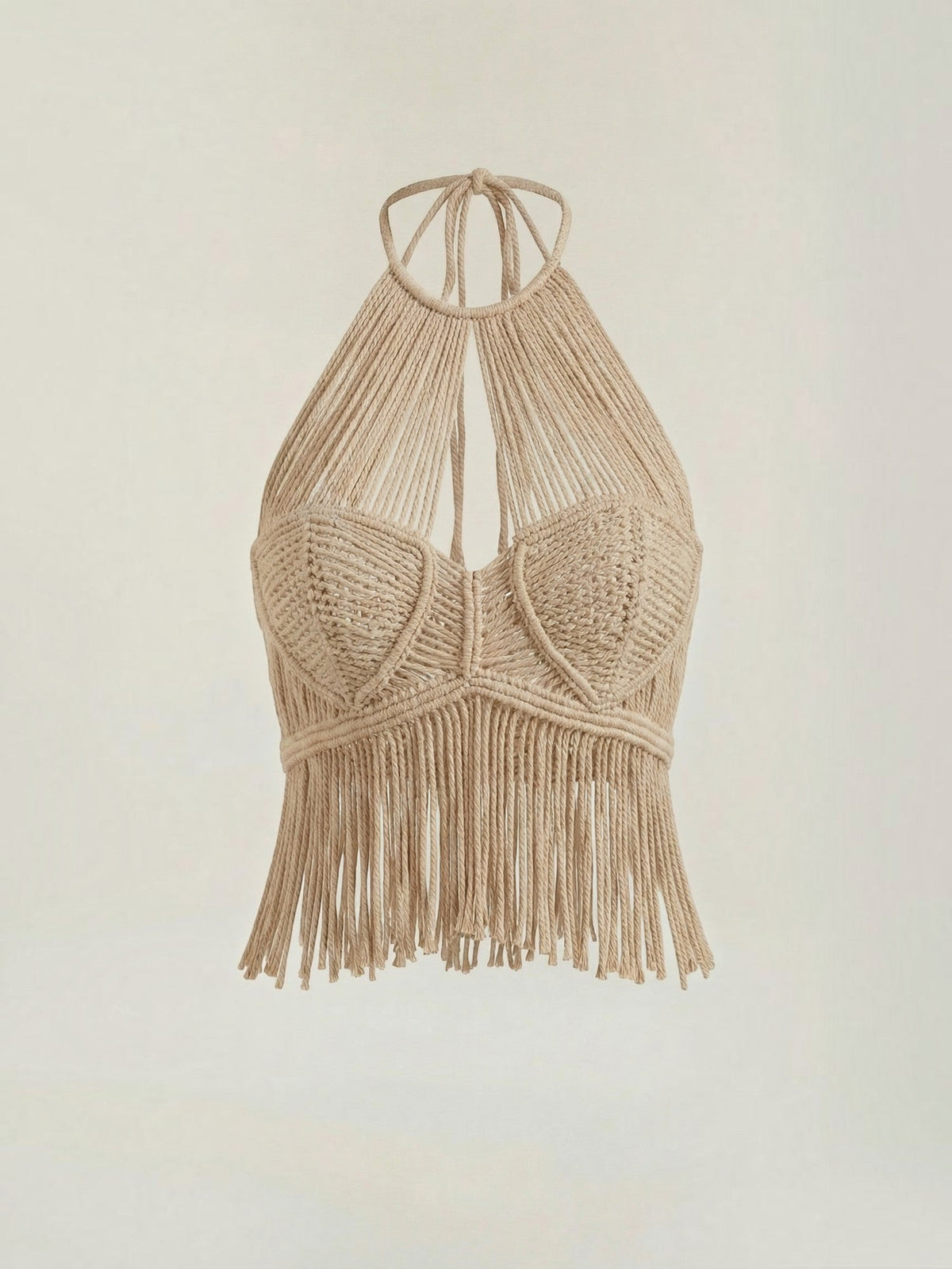 Francine Crochet Fringe Halter Top