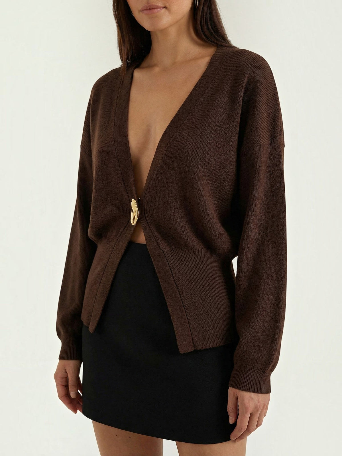 Christine Single Button Deep V Cardigan