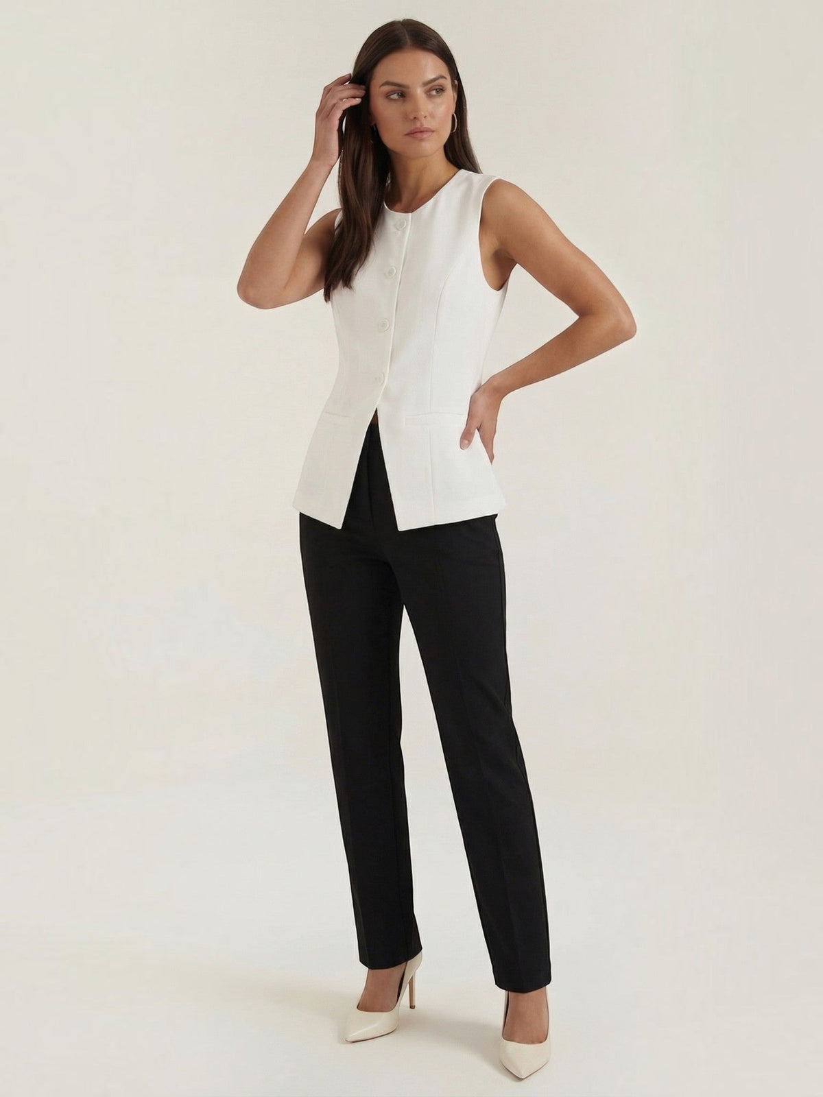 Elara Button Front Vest Top