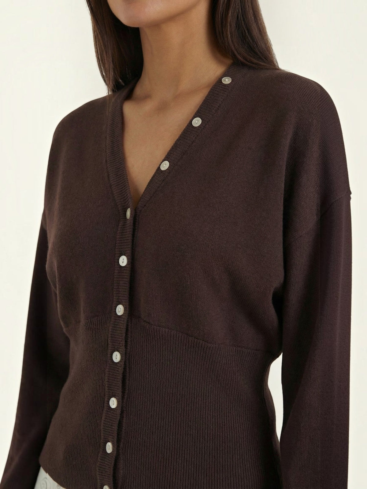 Jane Silver Button Oversized V Neck Cardigan