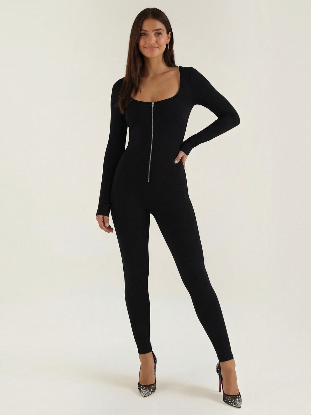 Kerensa Square Neck Long Sleeve Jumpsuit