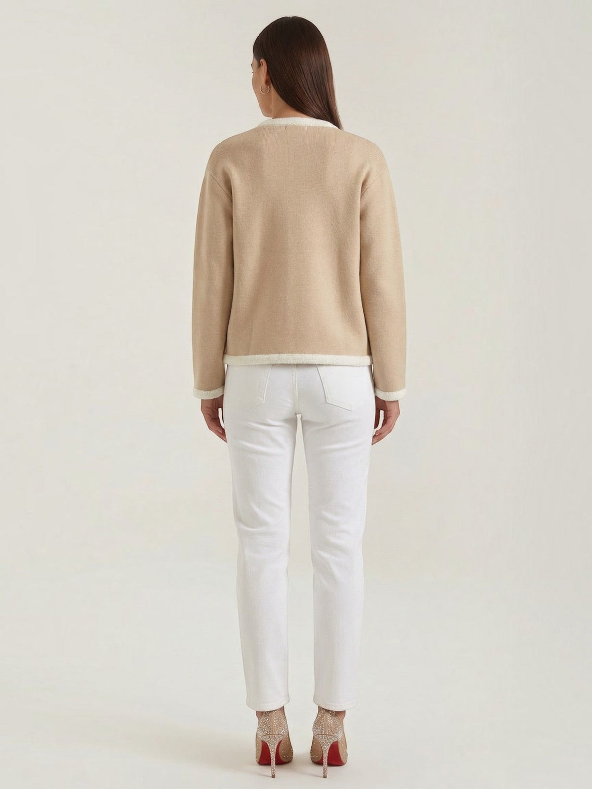 Donna Contrast Piping Knit Jacket