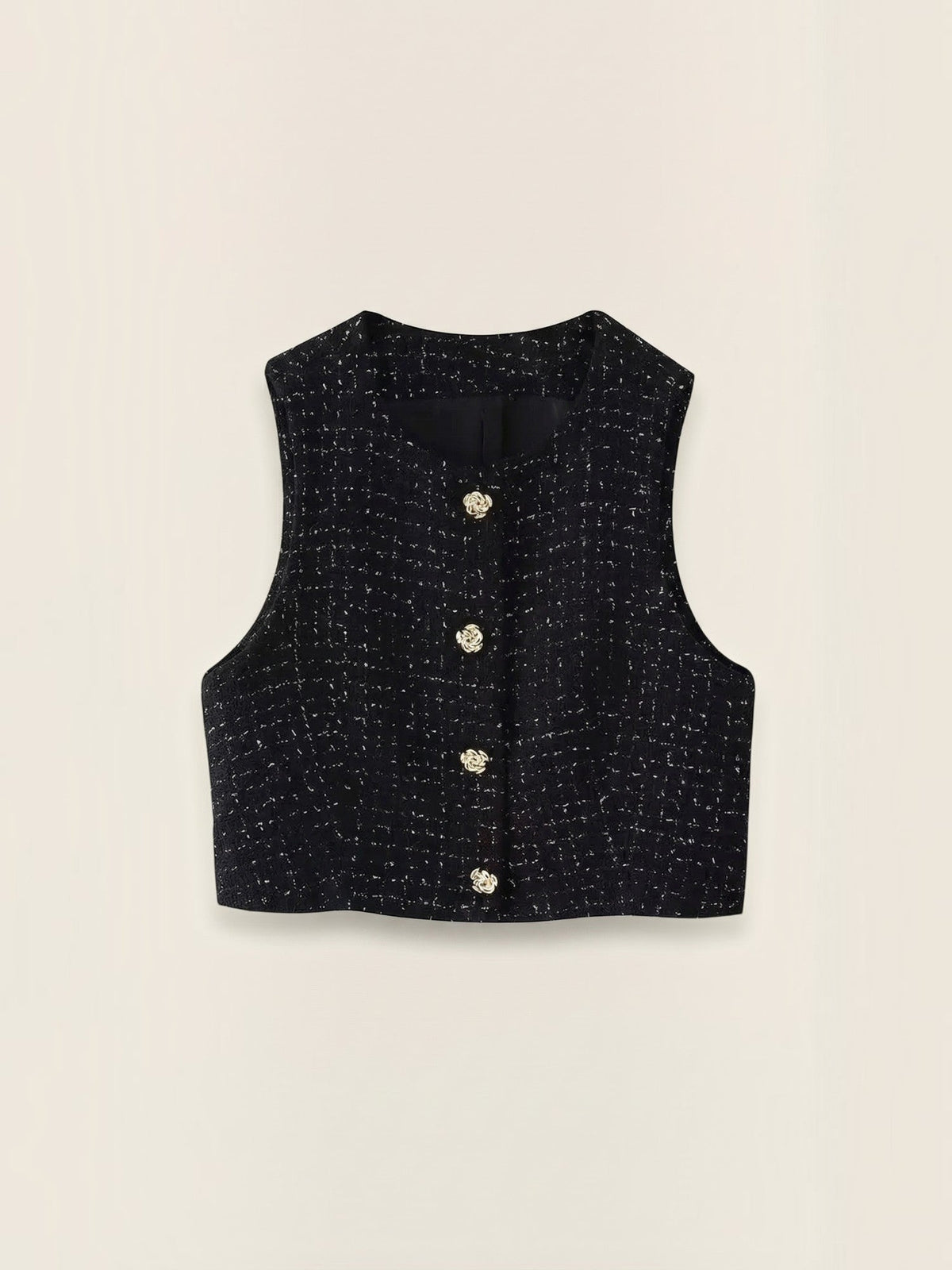 Kyrenia Gold Button Tweed Look Vest