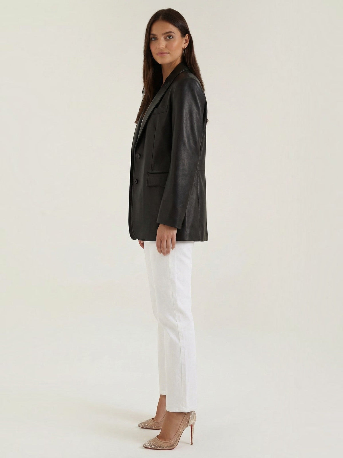 Catherine Faux Leather Oversized Blazer