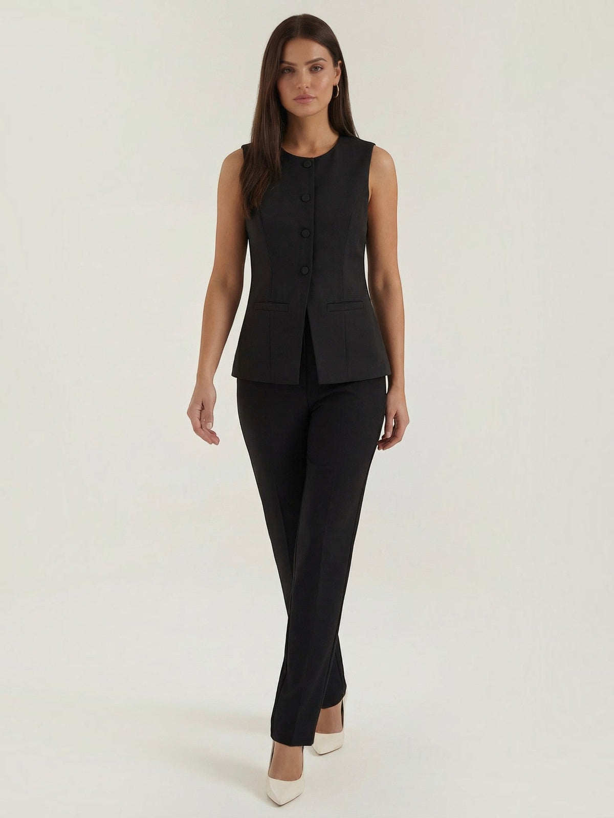 Elara Button Front Vest Top