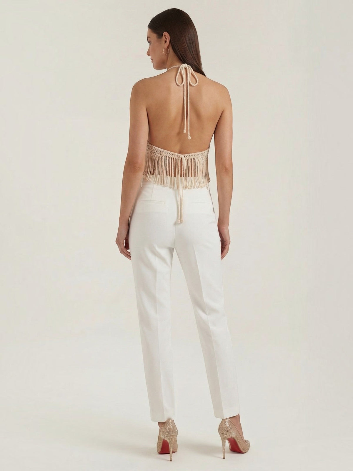 Francine Crochet Fringe Halter Top