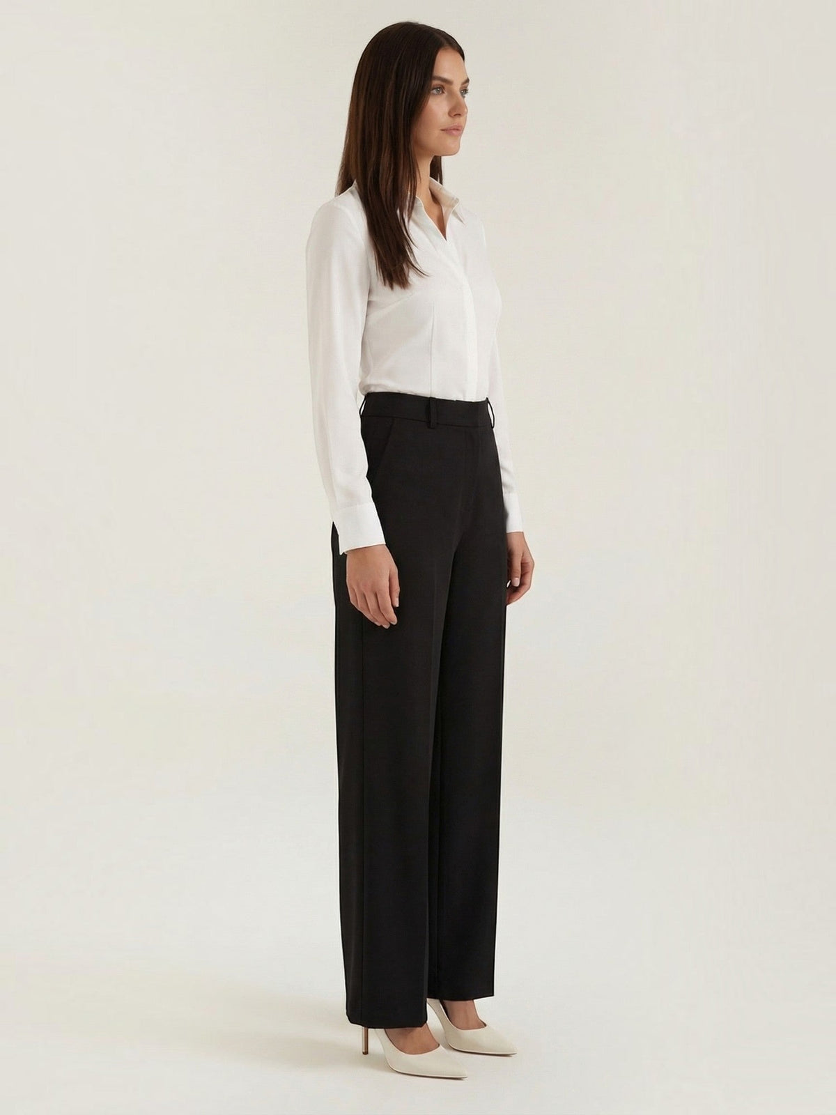 Hazel High Waisted Wide Leg Pants with Crease