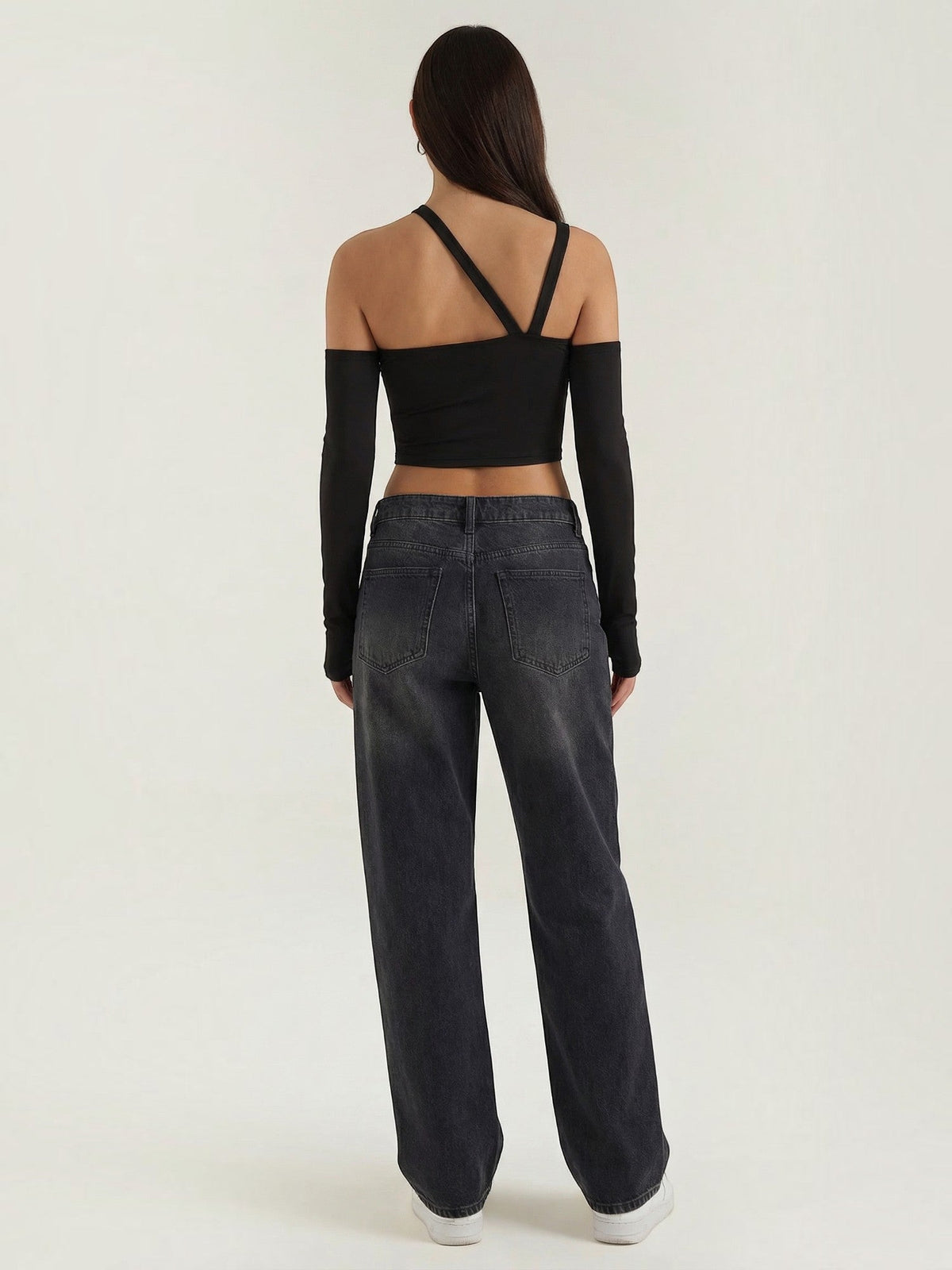 Lysandra One Shoulder Crop Top with Arm Warmers
