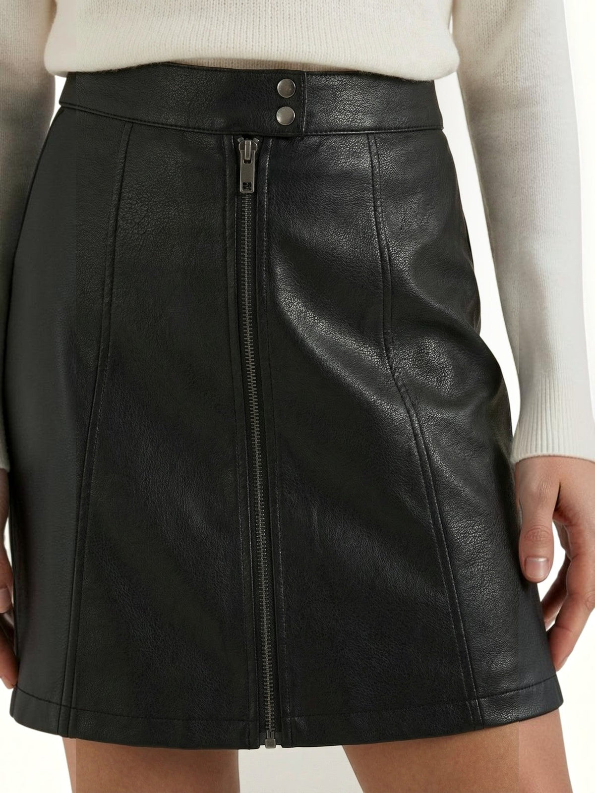 Jocelyn Faux Leather Zip Front Mini Skirt