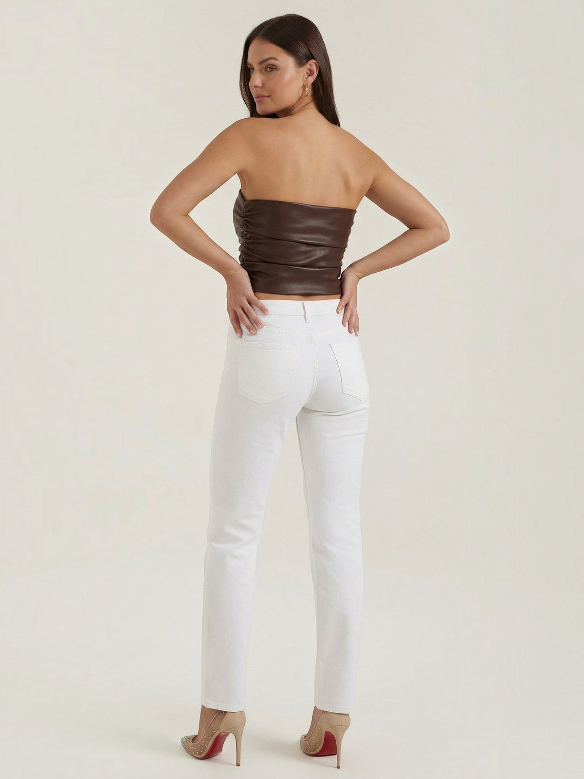 Cassie Faux Leather Corset Style Bandeau Top