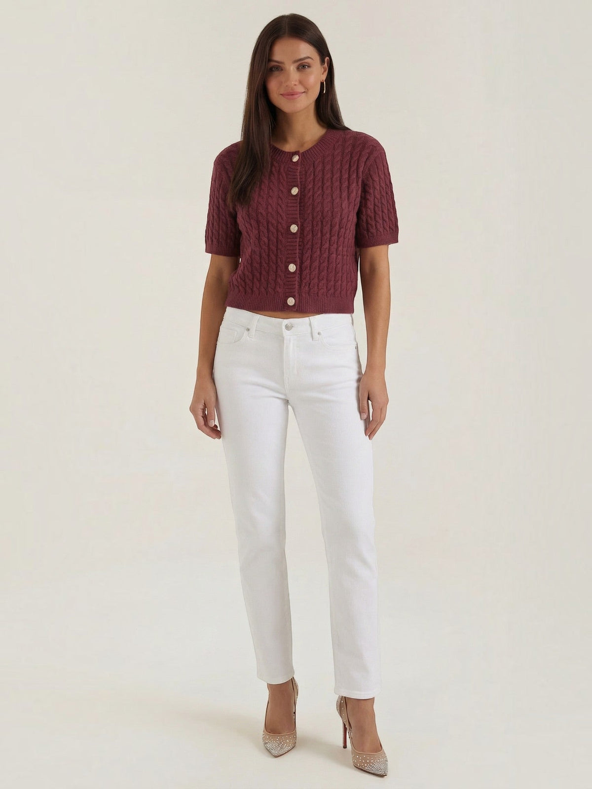 Faith Cable Knit Cropped Cardigan