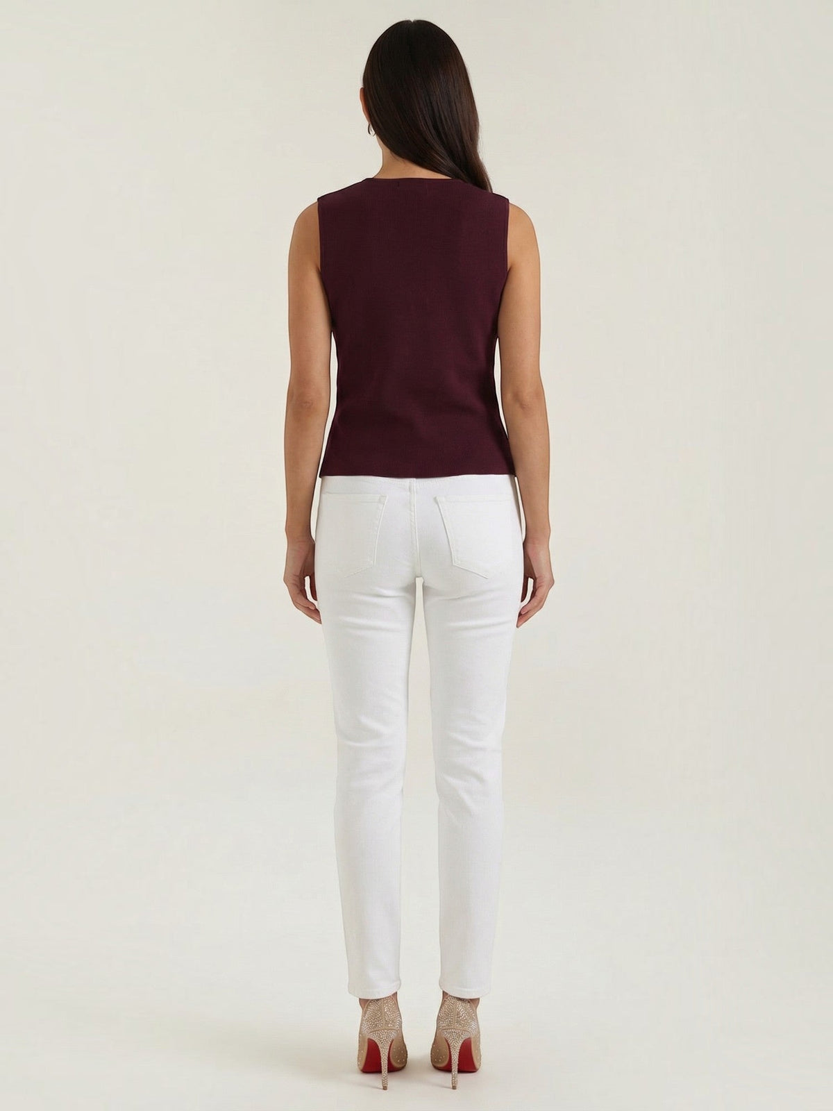 Lily Deep V Gold Button Fitted Vest