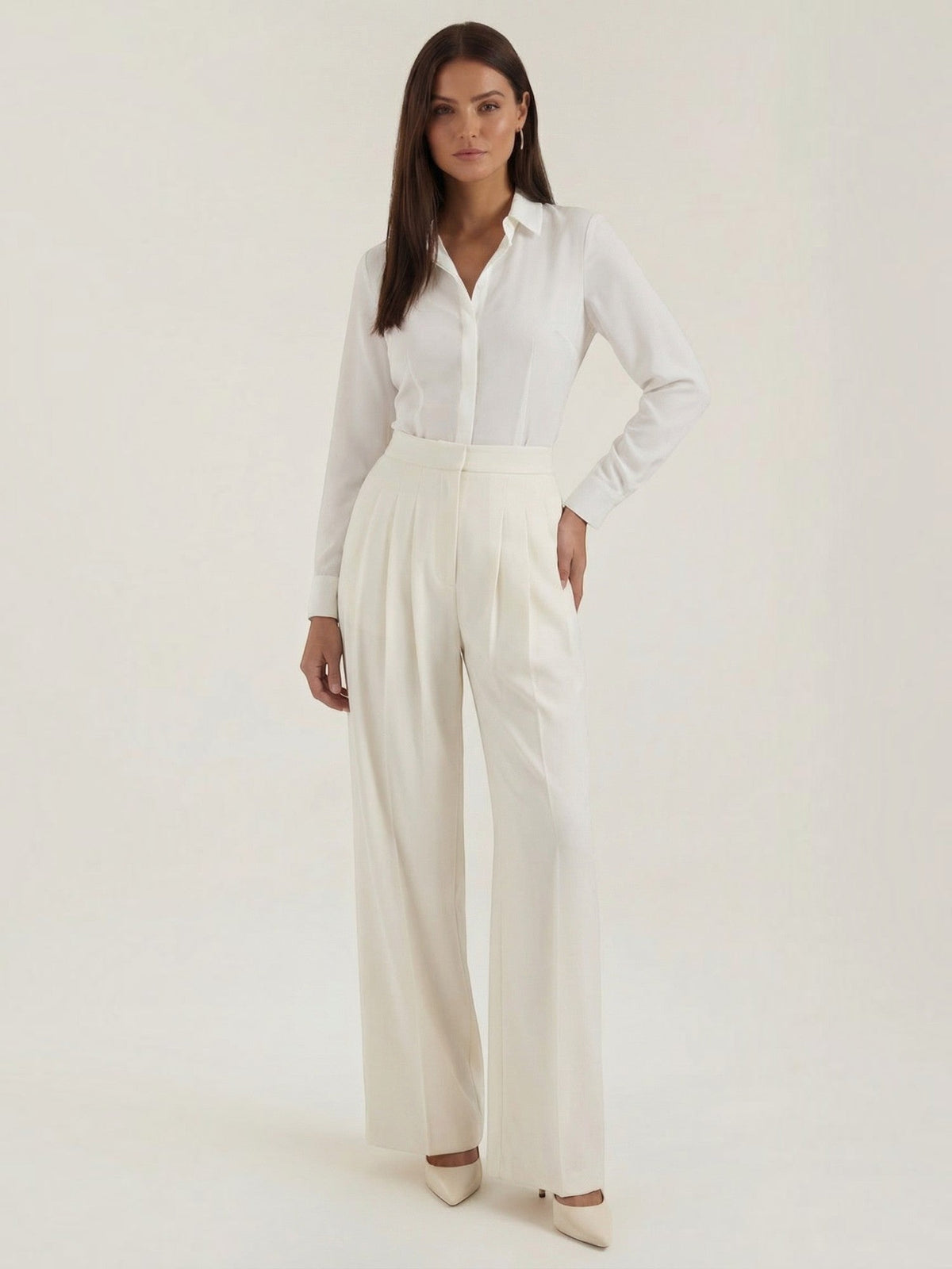 Iris High Waisted Pleated Wide Leg Pants