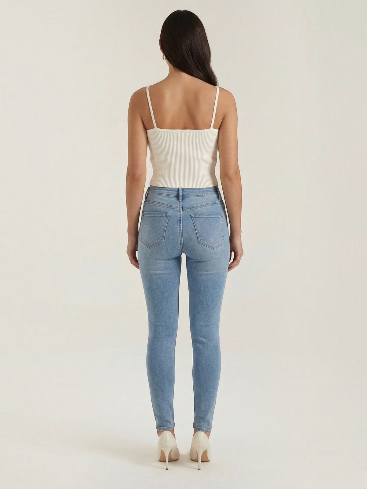 Jasmin Gold Button Ribbed Crop Top