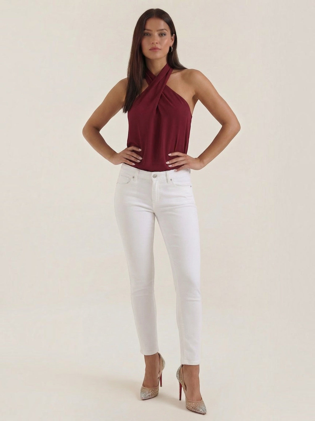 Gina Cross Halter Neck Fitted Top