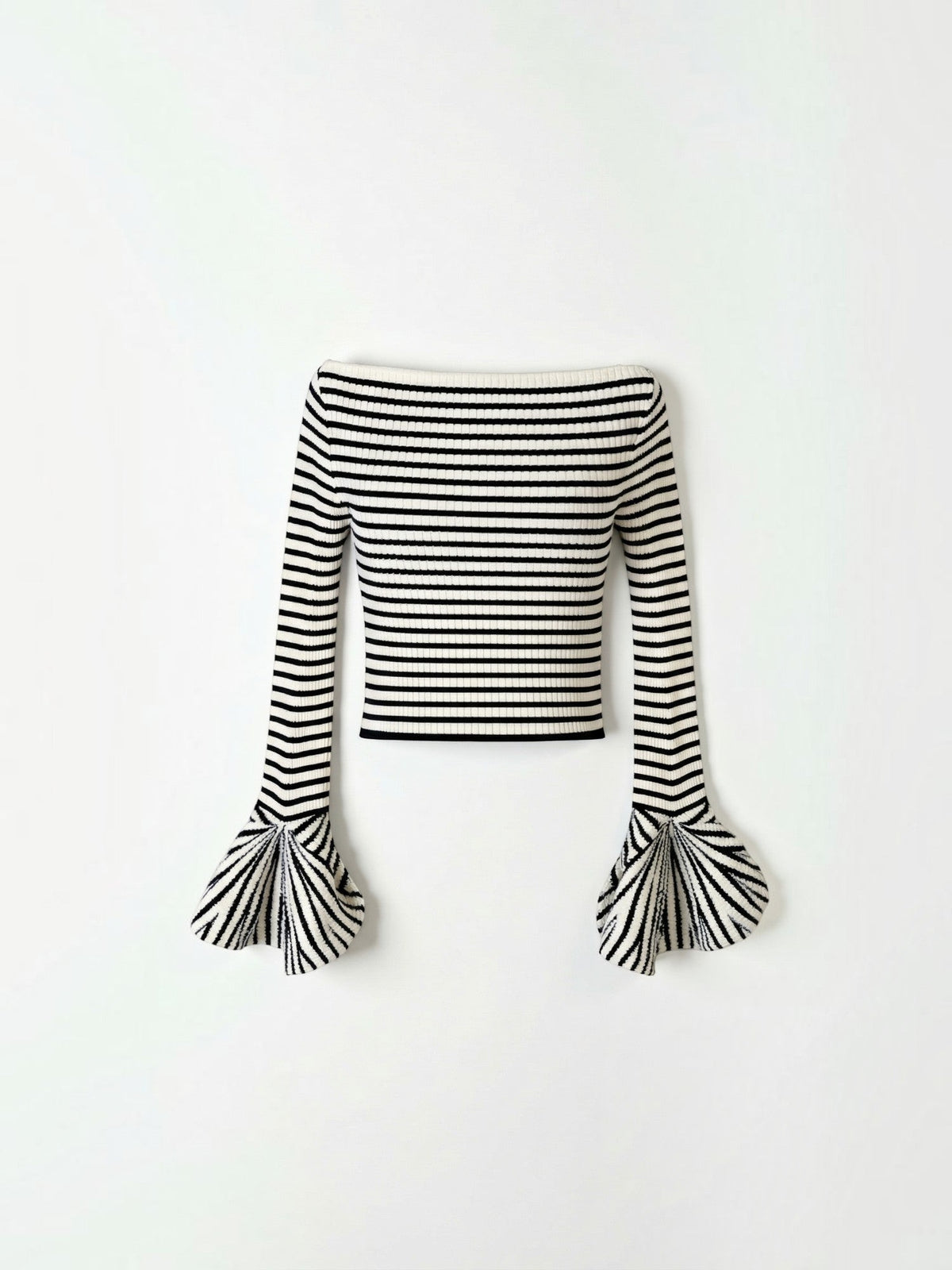 Anna Striped Off Shoulder Flare Sleeve Top