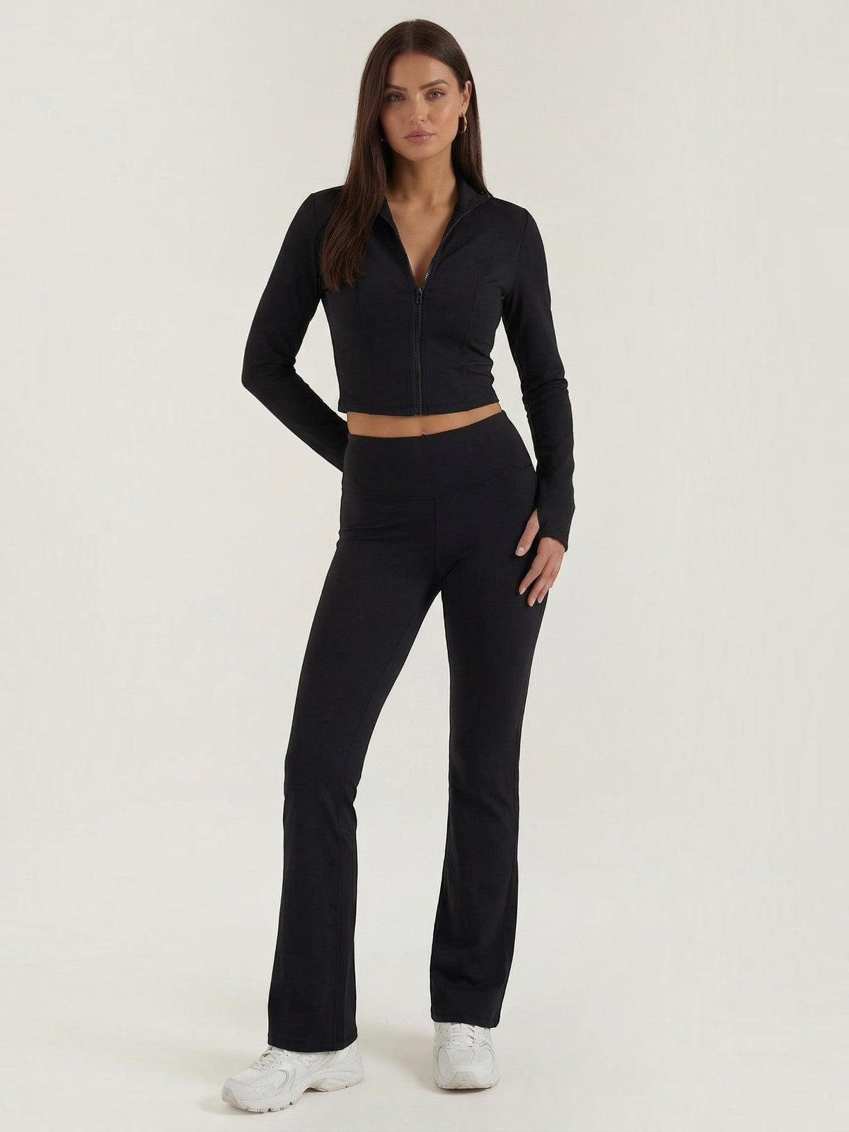 Liora Long Sleeve Crop Top and High Waist Pants Set