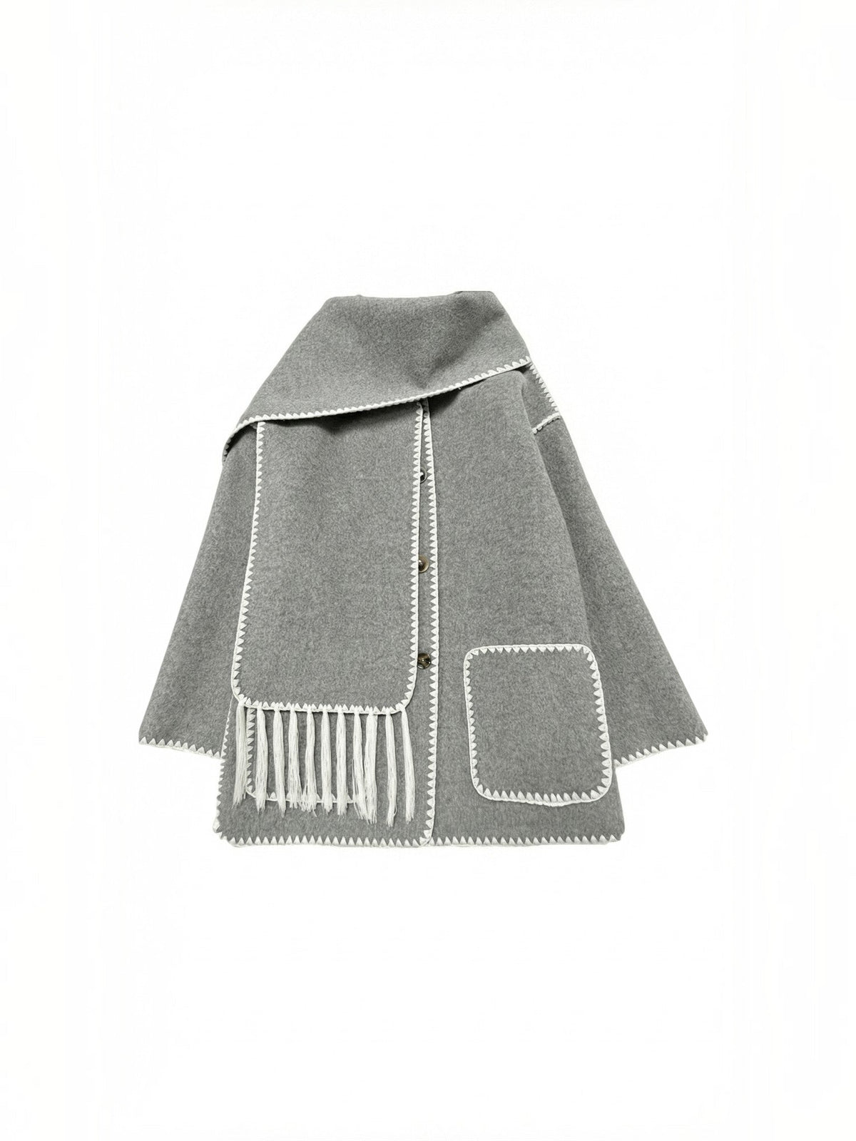 Catherine Contrast Stitch Shawl Collar Coat