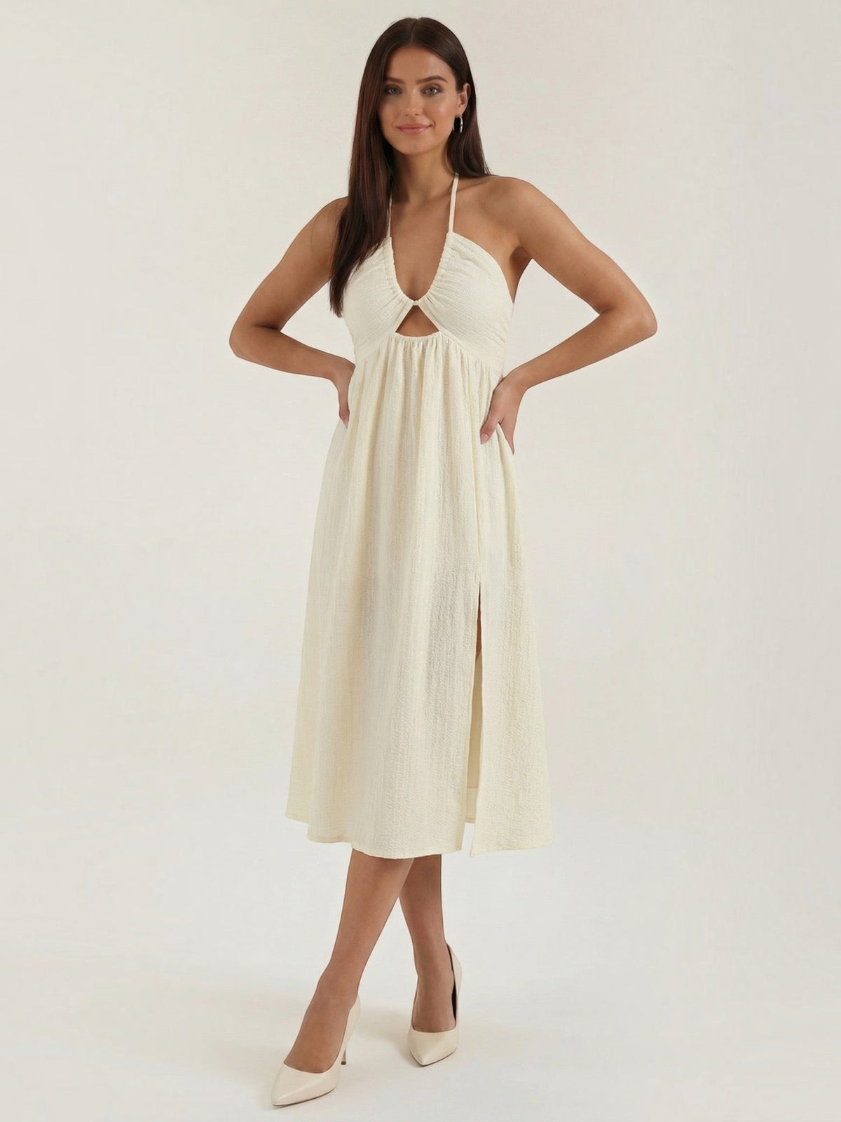 Linda Cut Out Halter Neck Midi Dress