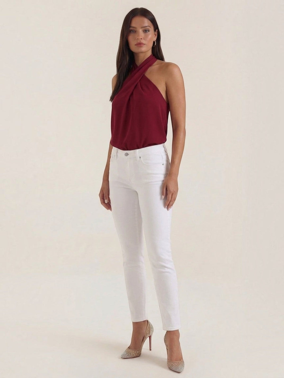 Gina Cross Halter Neck Fitted Top