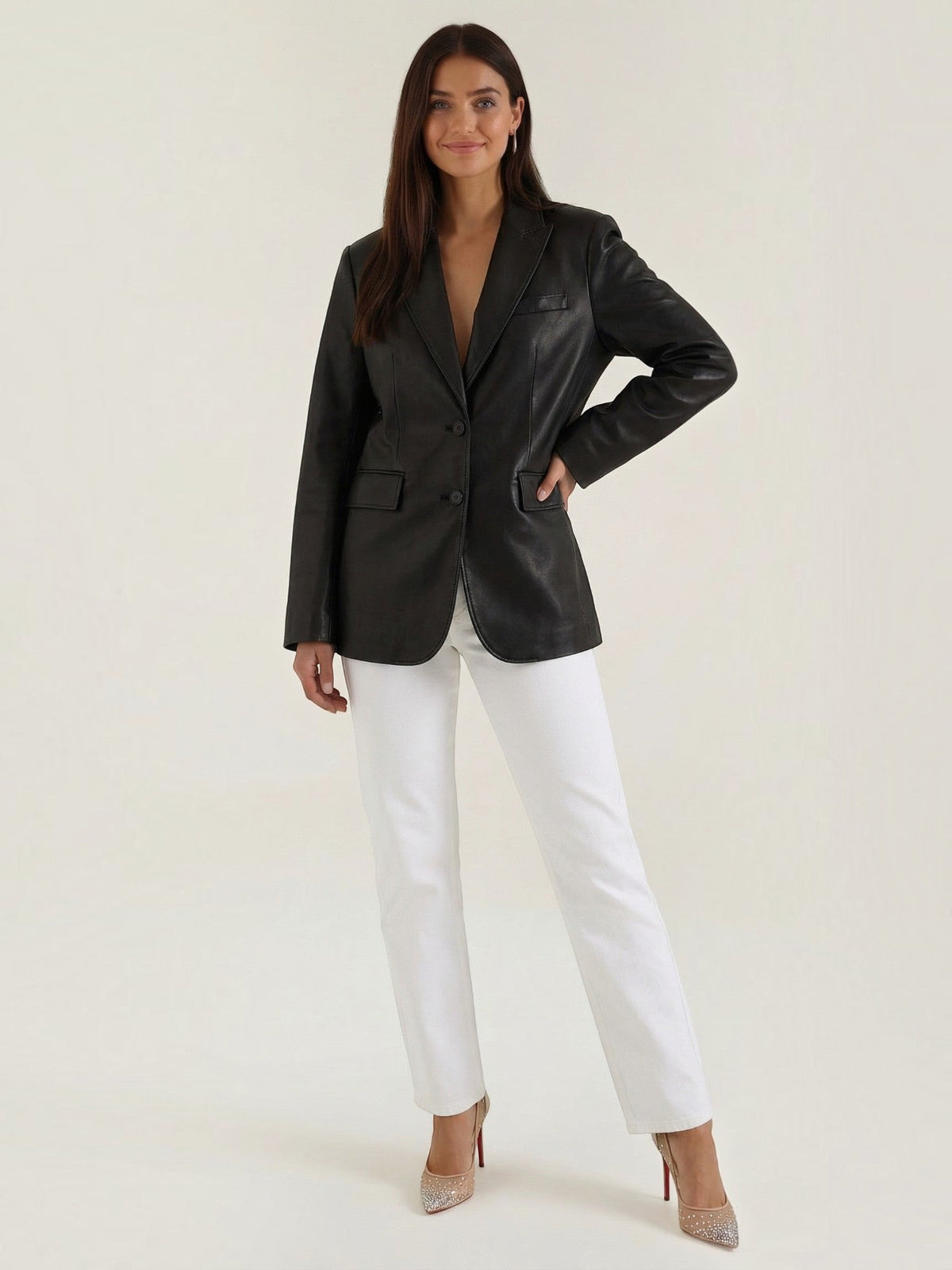 Catherine Faux Leather Oversized Blazer