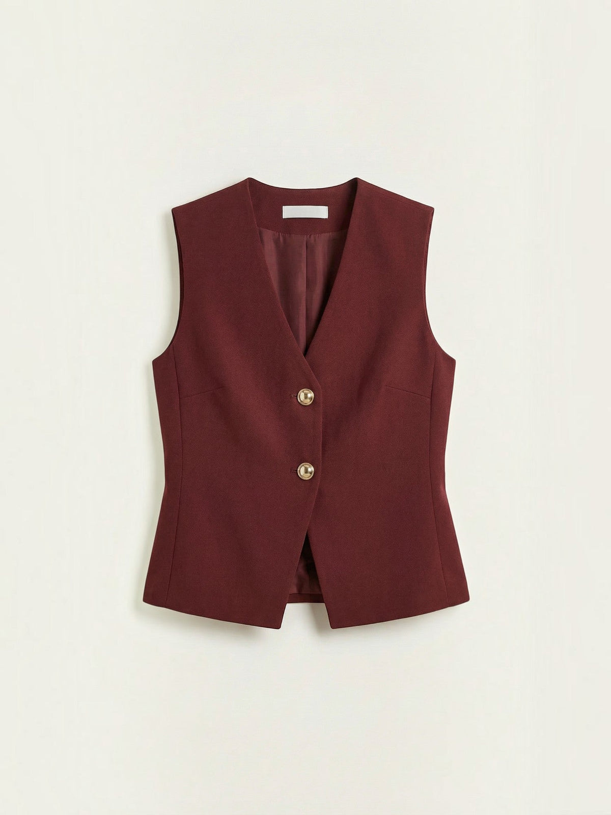 Lily Deep V Gold Button Fitted Vest