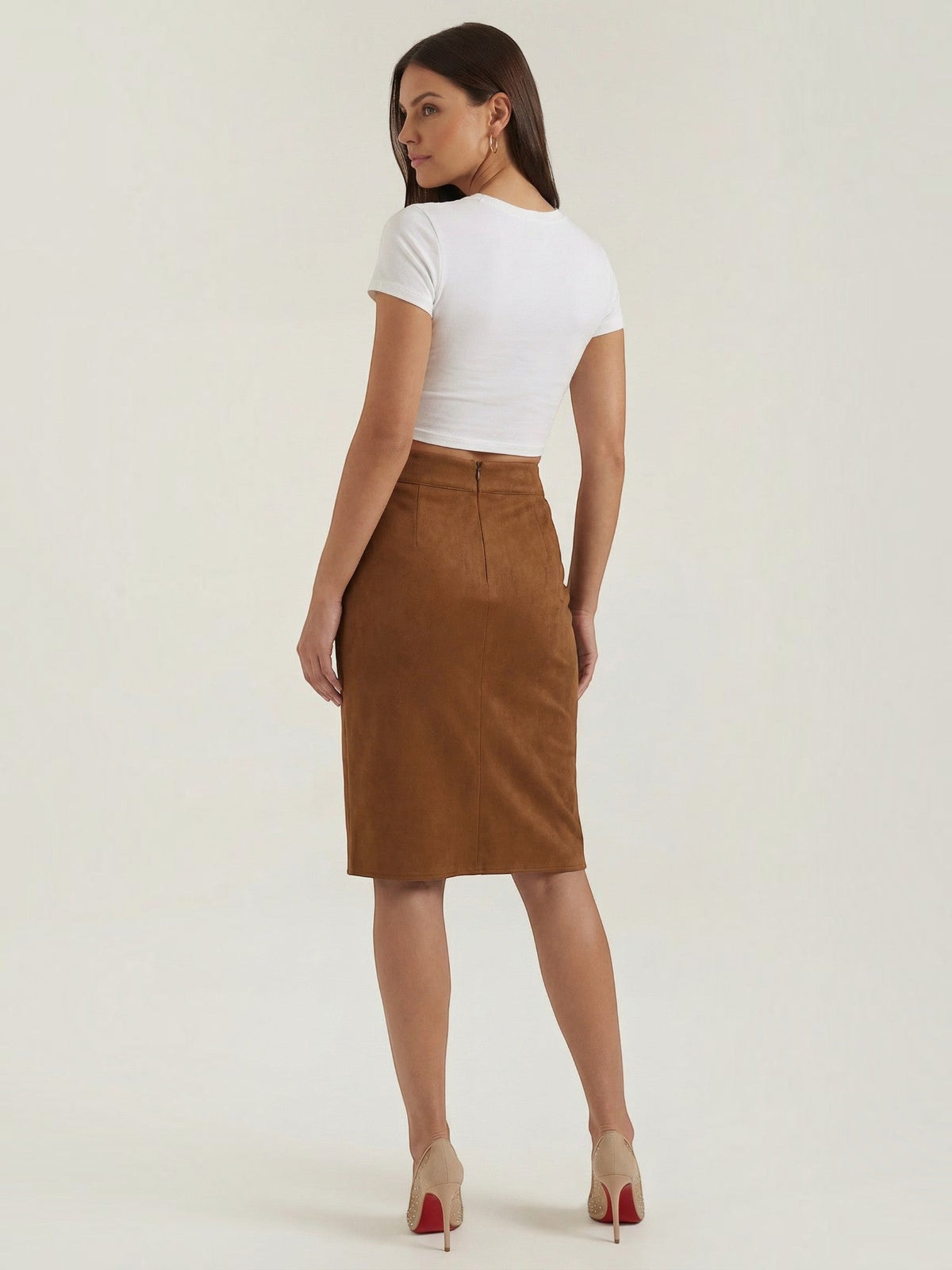 Hope Button Front Suede Mini Skirt