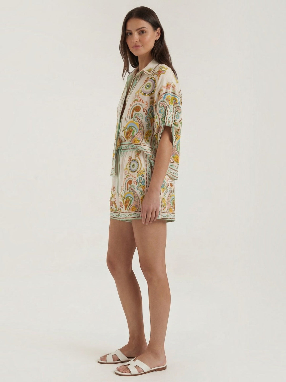 Brenda Paisley Oversized Shirt and Shorts Set