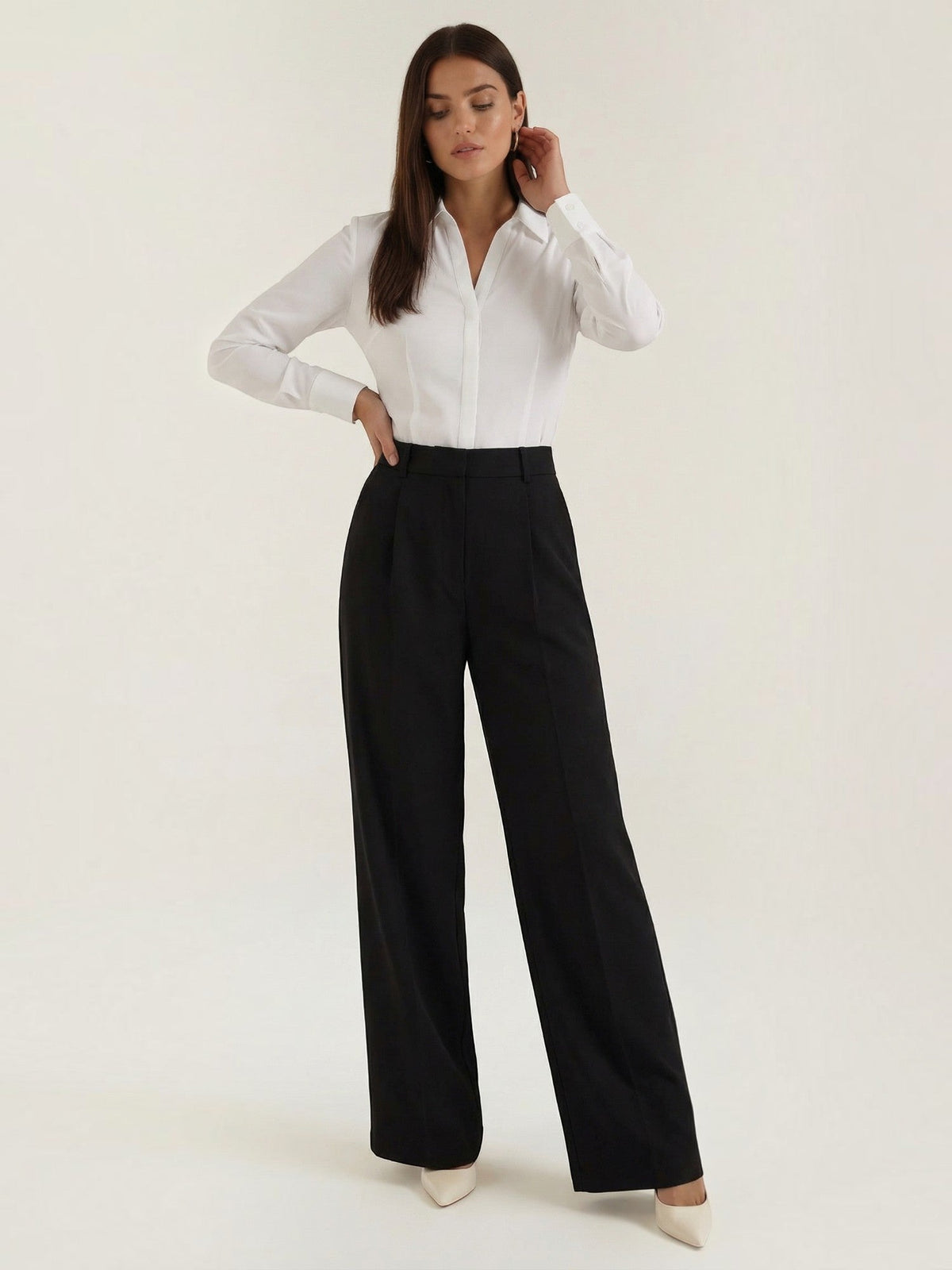 Hazel High Waisted Wide Leg Pants with Crease