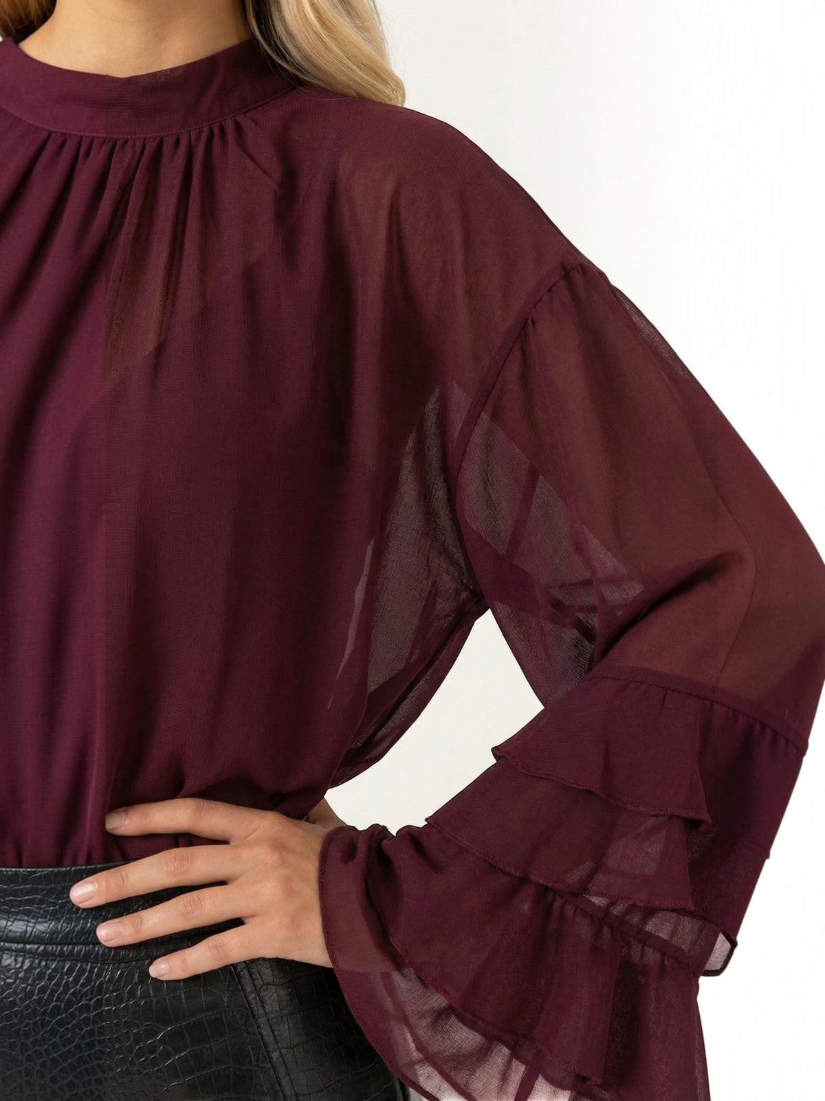 Alma Tiered Ruffle Sleeve Blouse
