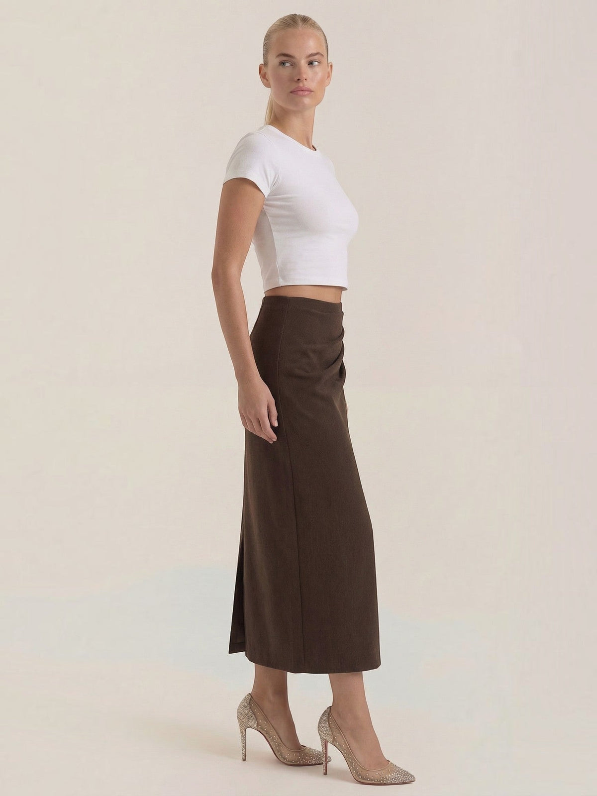 Elsie High Waisted Cotton Maxi Skirt