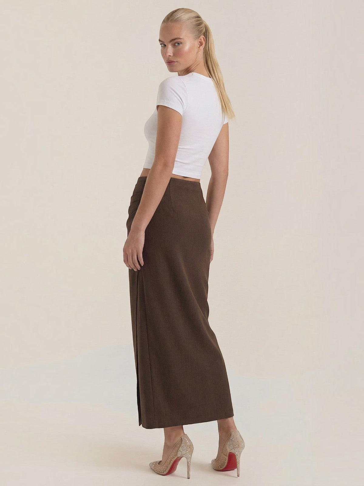 Elsie High Waisted Cotton Maxi Skirt
