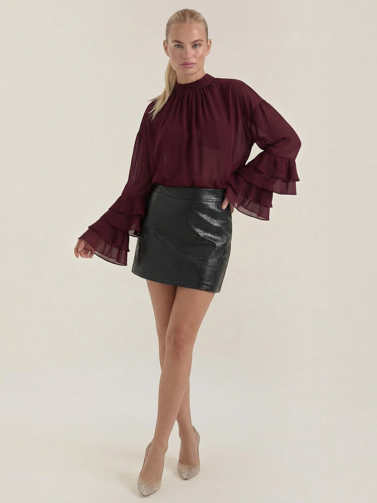 Alma Tiered Ruffle Sleeve Blouse