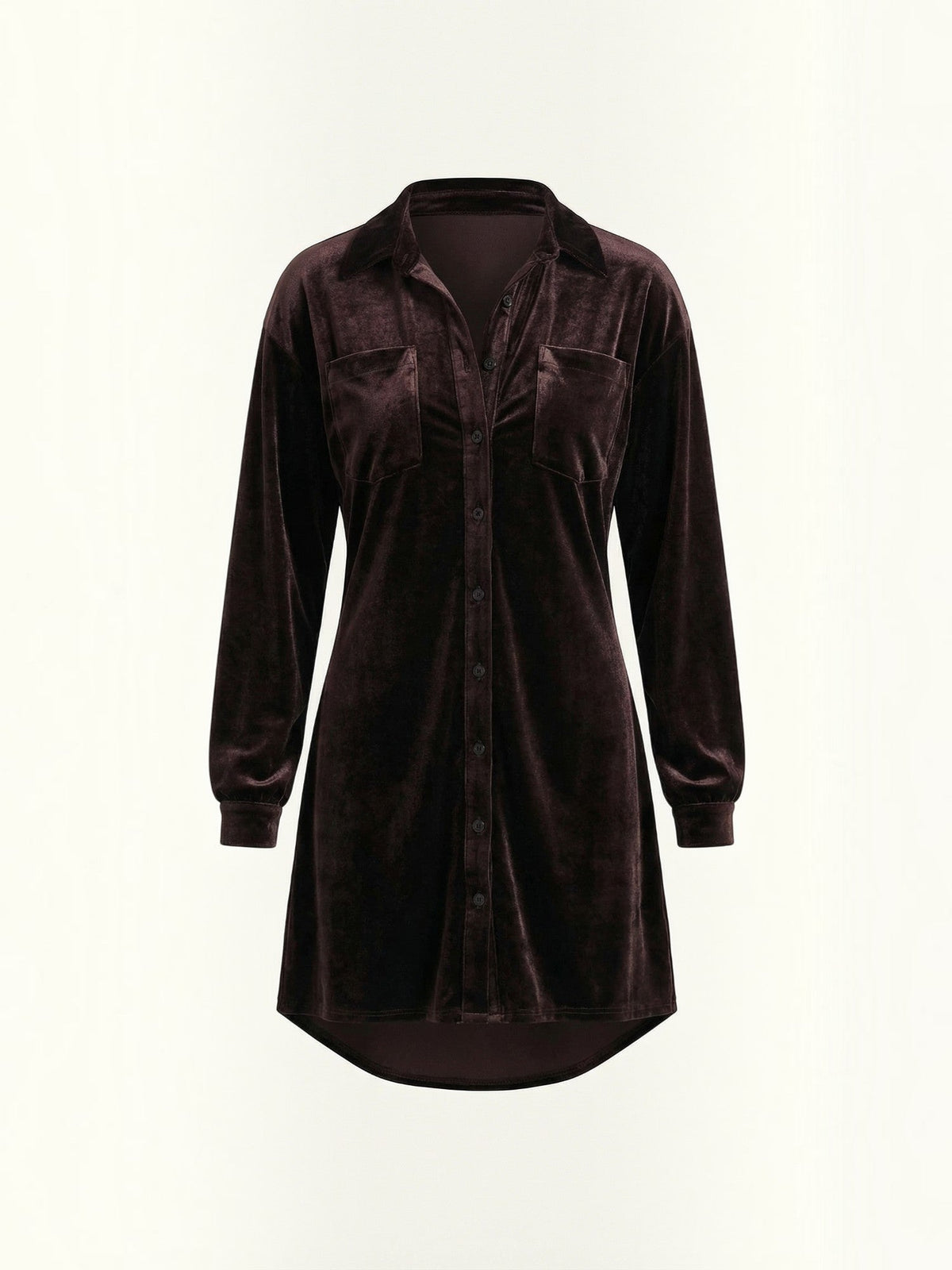 Cecilia Velvet Button Front Mini Shirt Dress