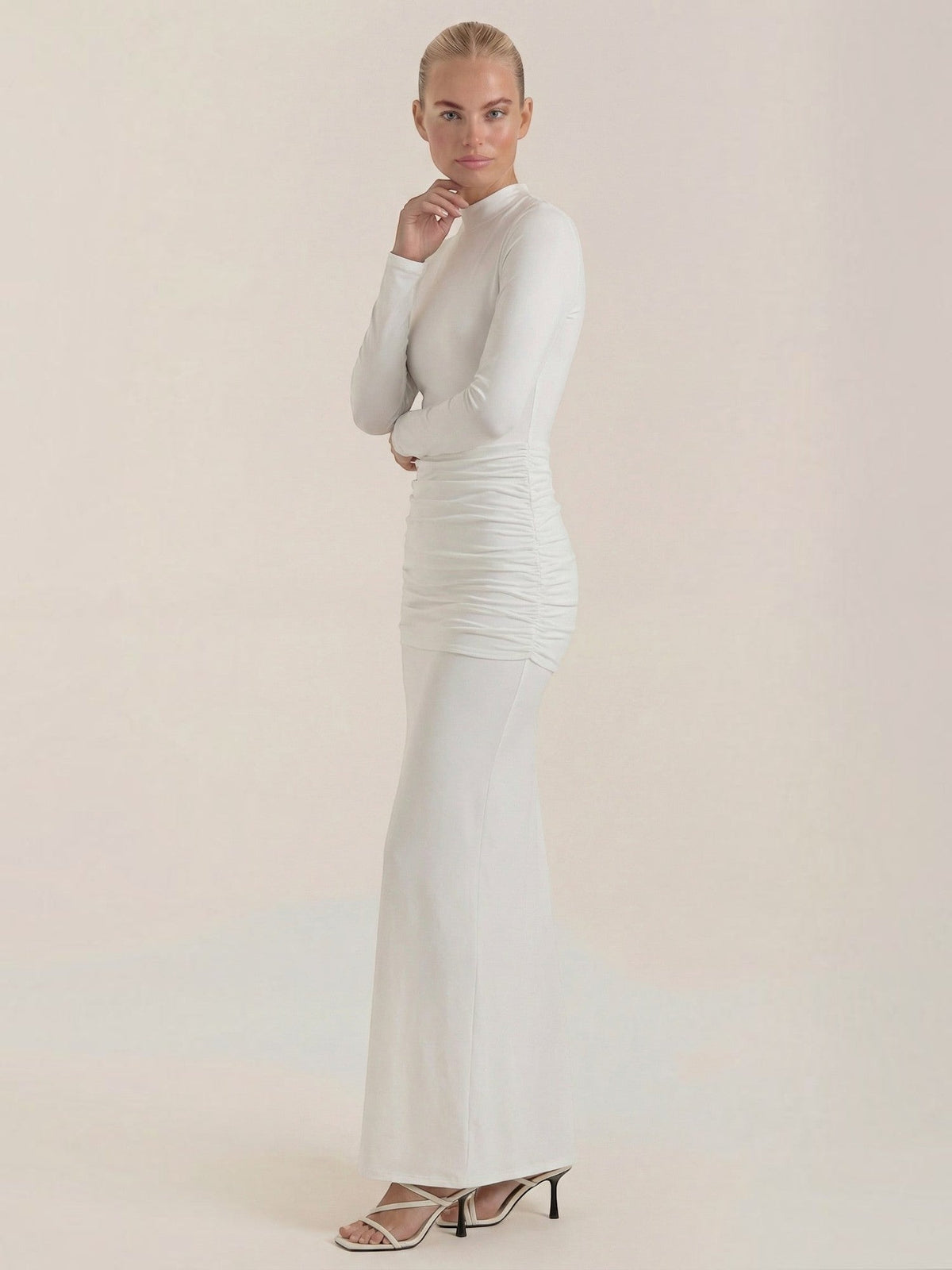 Krista Turtleneck Ruched Bodycon Maxi Dress