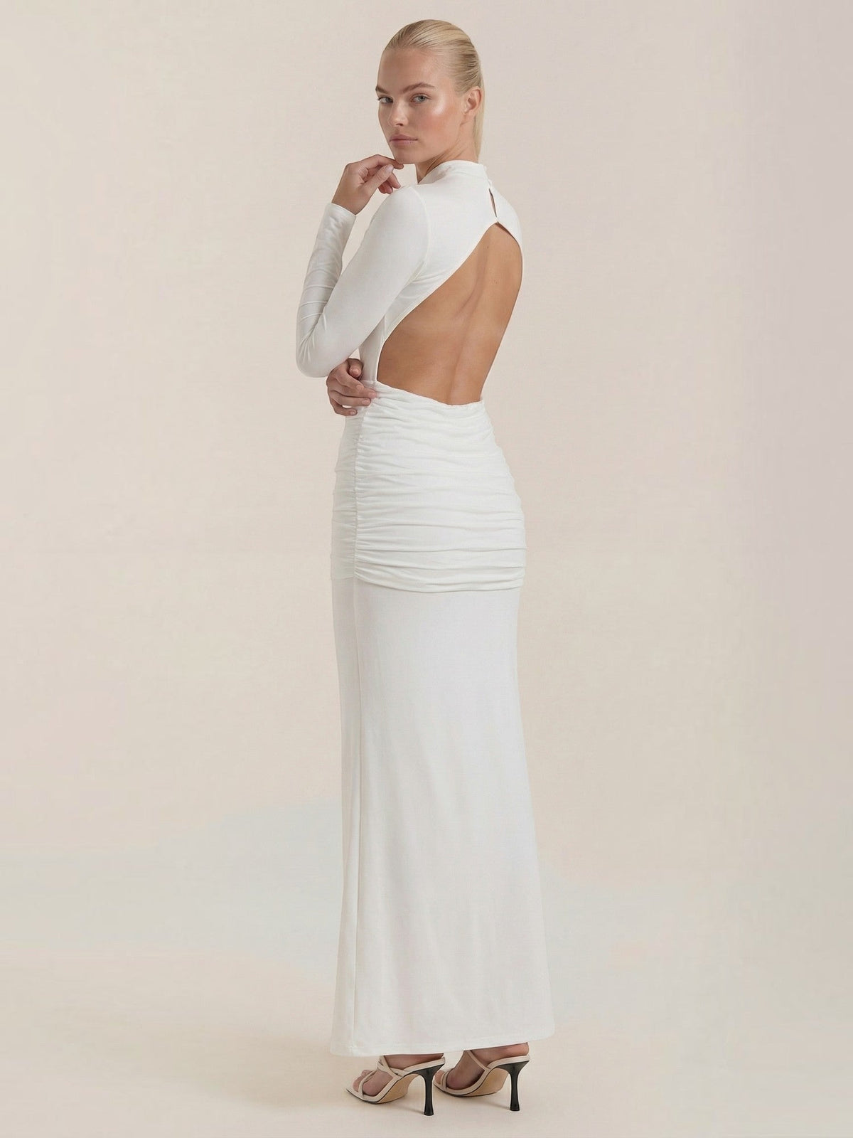 Krista Turtleneck Ruched Bodycon Maxi Dress