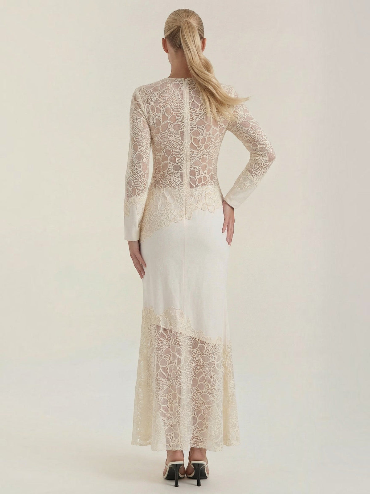 Elise Sequin Floral Lace Maxi Dress
