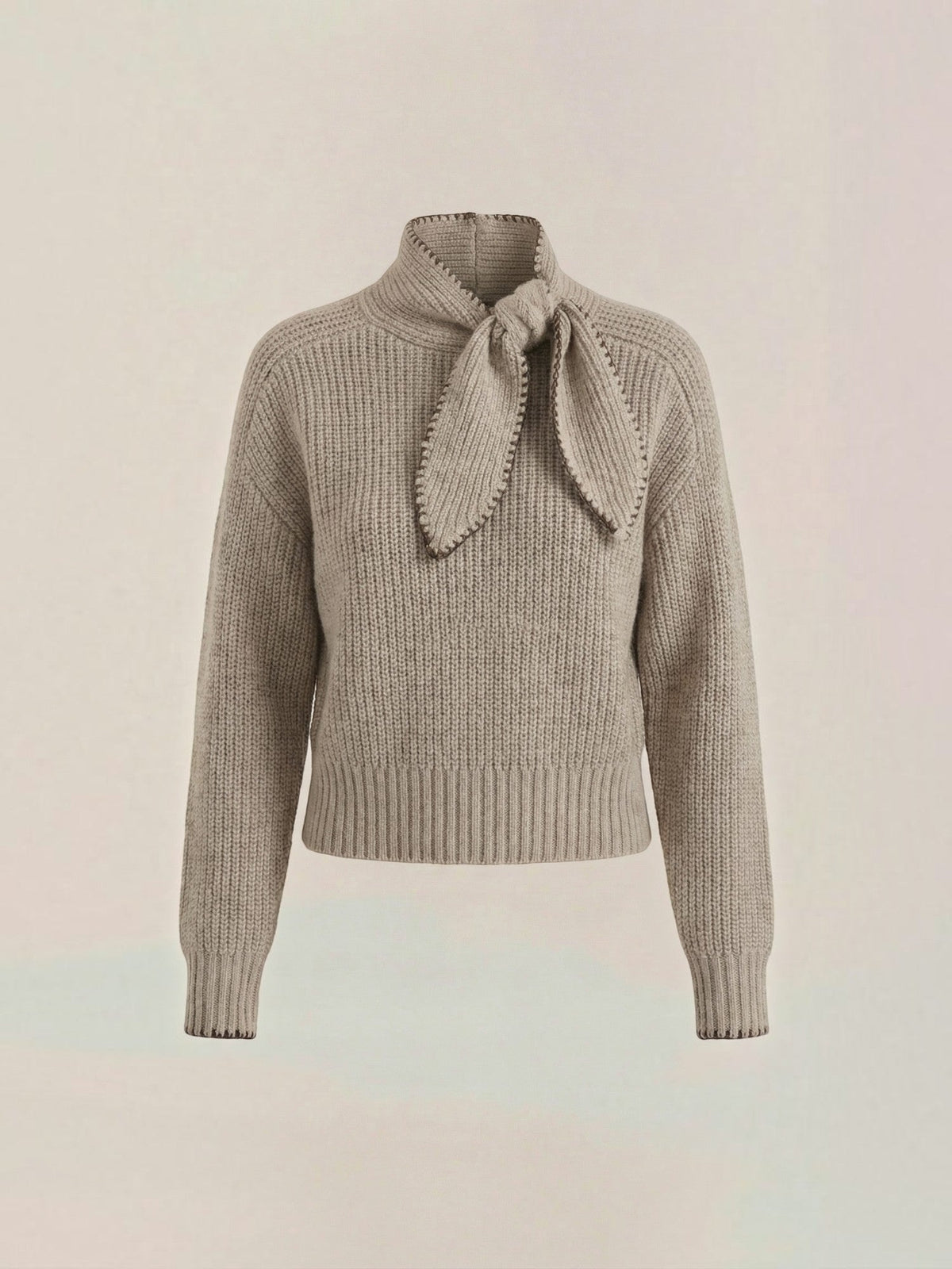 Karla Ribbed Bow Collar Sweater