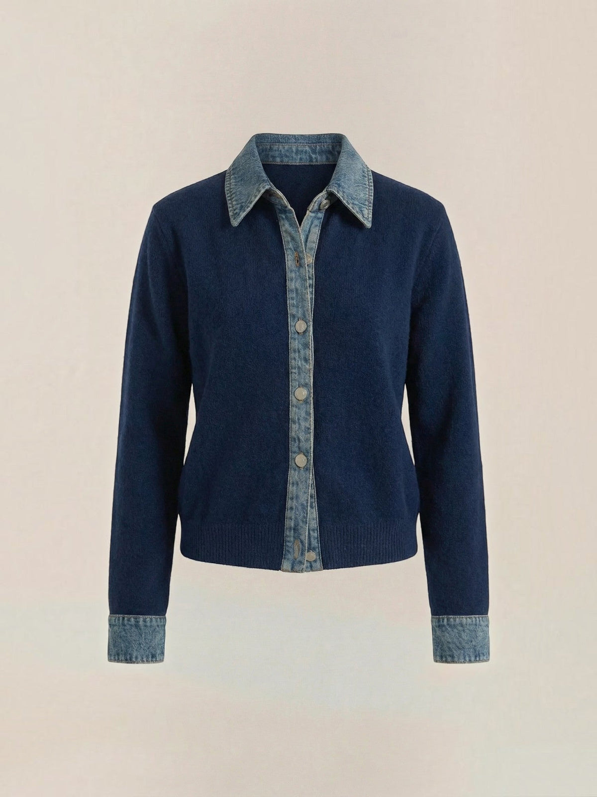 Jody Denim Collar Gold Button Cardigan