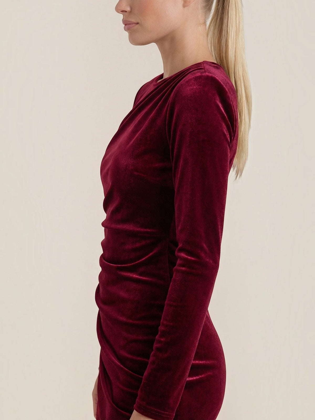 Gertrude Velvet Ruched Wrap Mini Dress