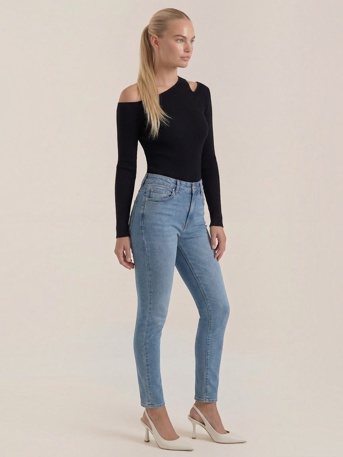 Jessie Asymmetric Cut Out Ribbed Top